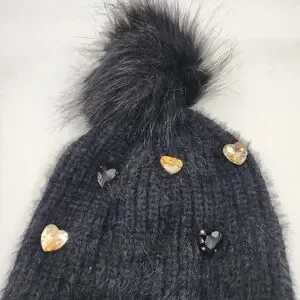 Jocelyn Black Beanie with Crystal Embellishments jocelyn | Accessories | Jocelyn Faux Alpaca Crystal  main image 2
